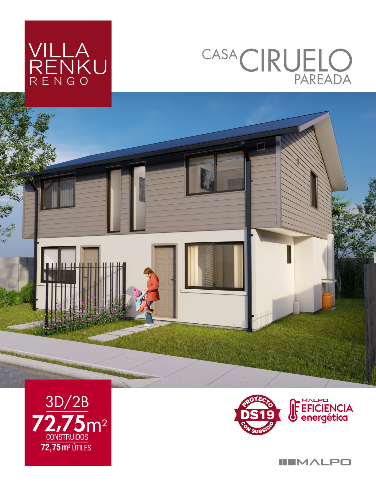 Casa Ciruelo Pareada Villa Renku Rengo, imagen oficial del brochure