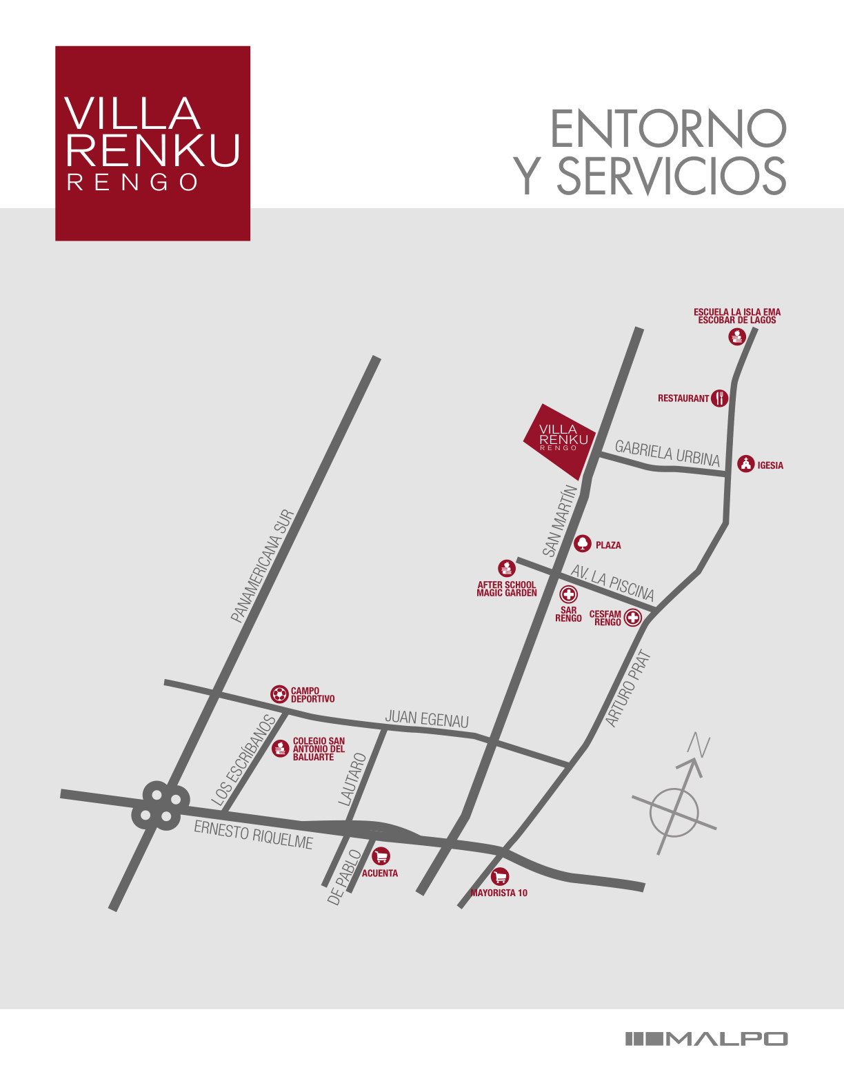 Mapa oficial de entorno y servicios Villa Renku Rengo