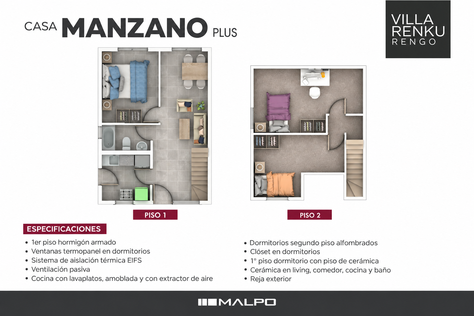Plantas de primer y segundo piso de Manzano Plus